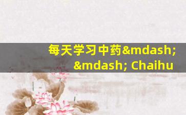 每天学习中药—— Chaihu